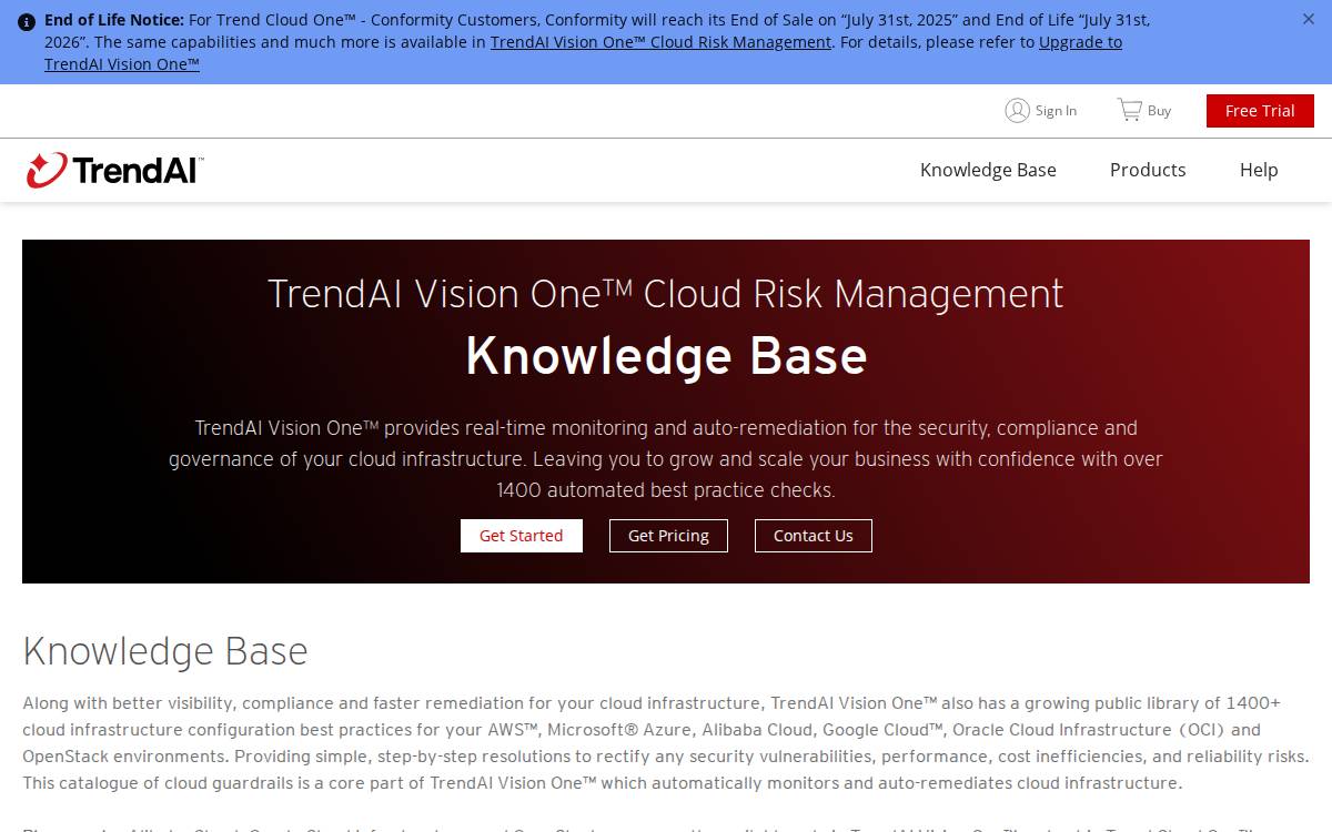 Cloud Conformity website preview