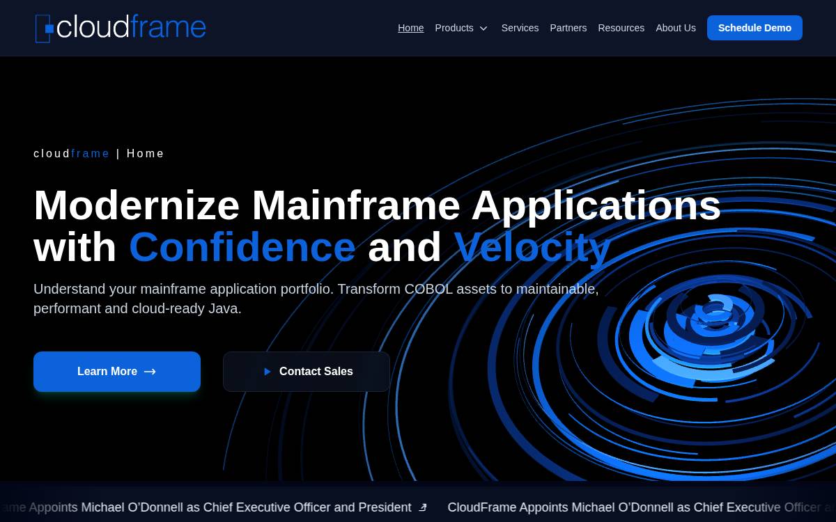 CloudFrame website preview