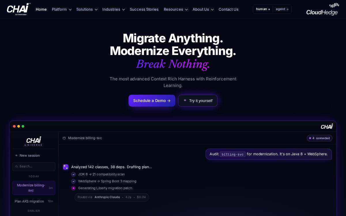 CloudHedge website preview