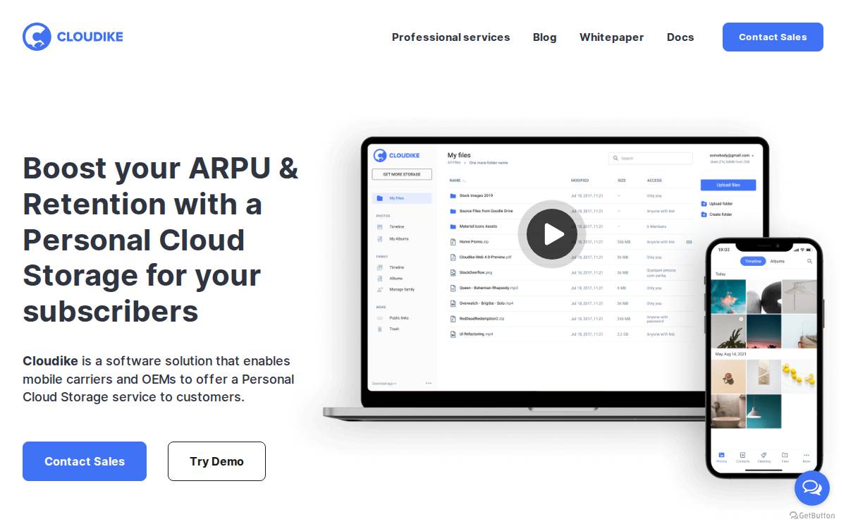 Cloudike website preview