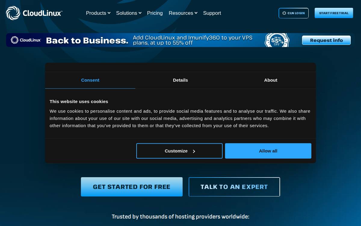 Cloudlinux website preview