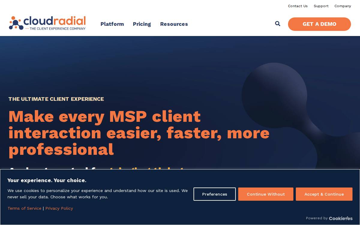 CloudRadial website preview