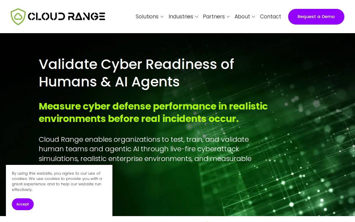 Cloud Range Cyber website preview