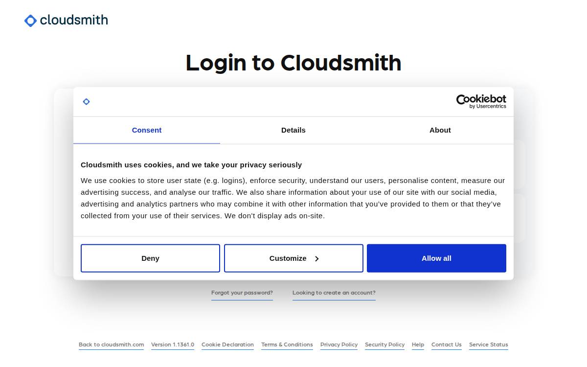 Cloudsmith website preview