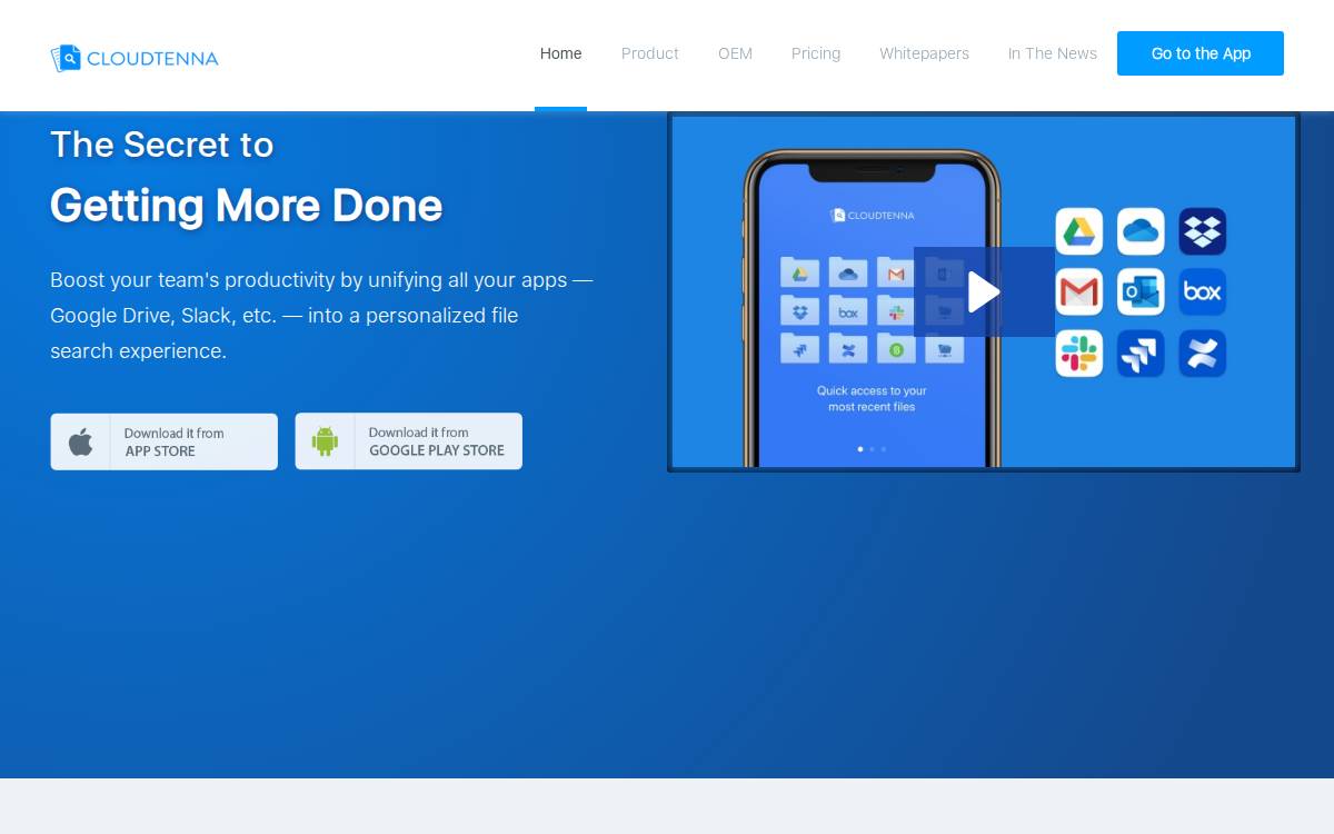 Cloudtenna website preview