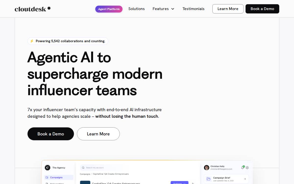 CloutDesk website preview