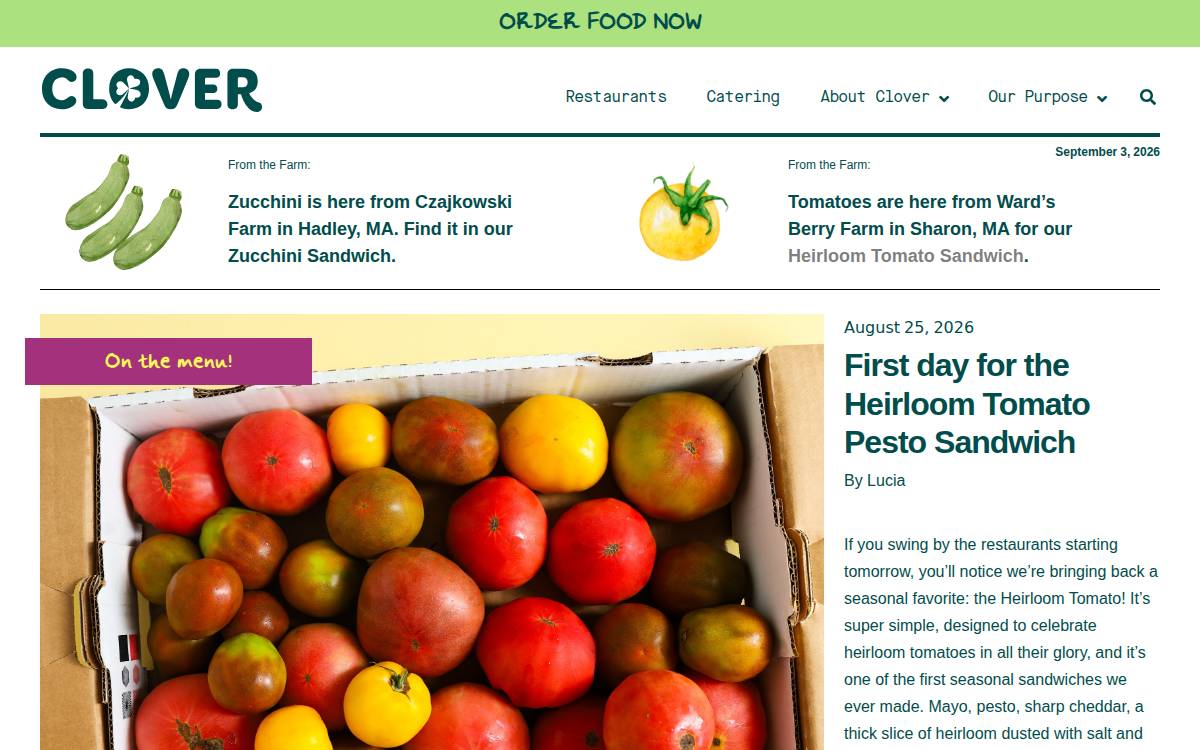 Clover Food Lab website preview