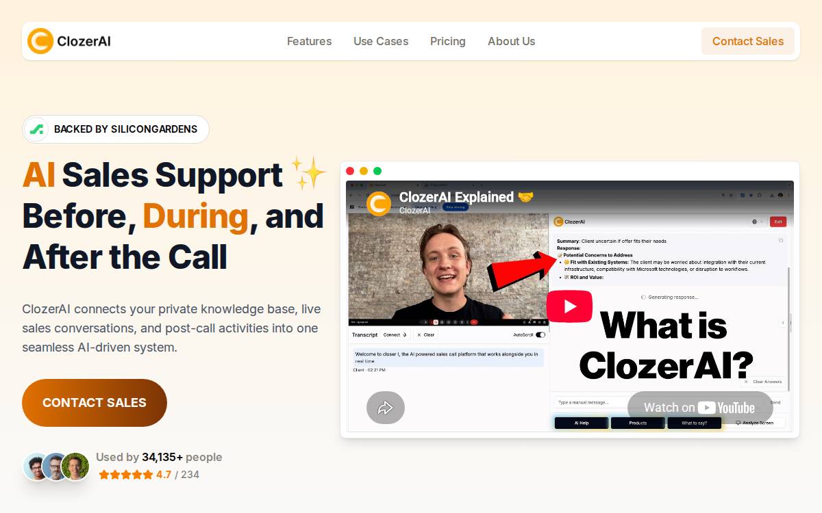 ClozerAI website preview
