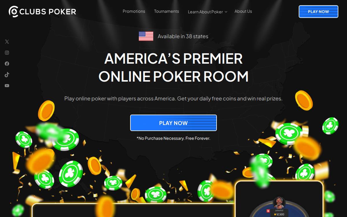 Clubs Poker website preview