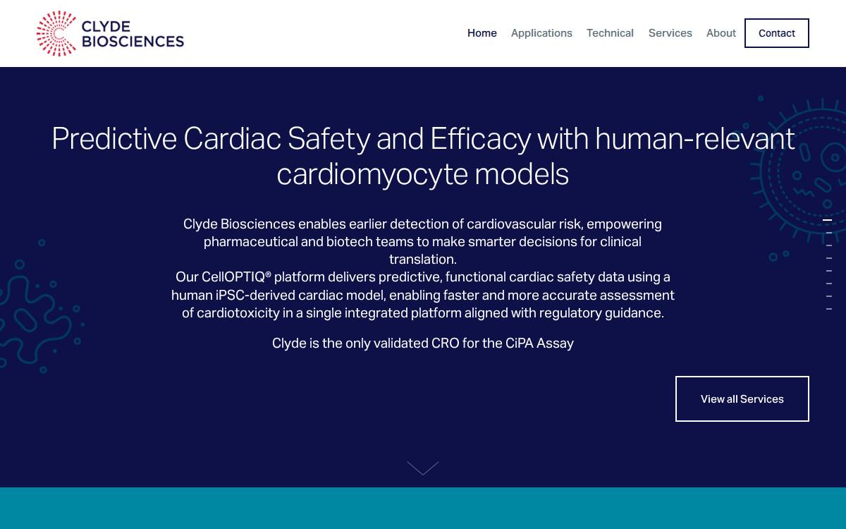 Clyde Biosciences Cardiomyocyte Assay website preview