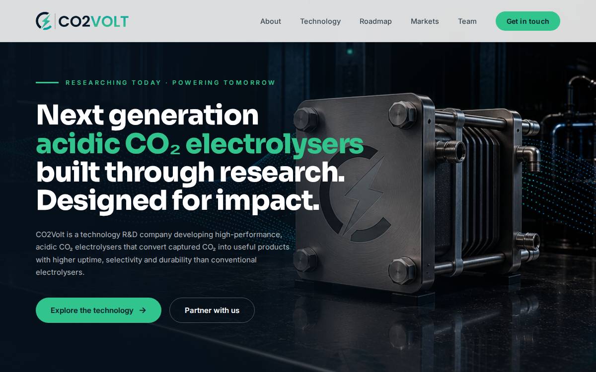 Co2Volt website preview
