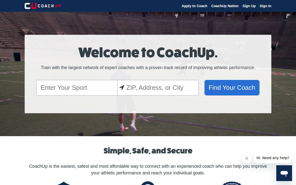 CoachUp website preview