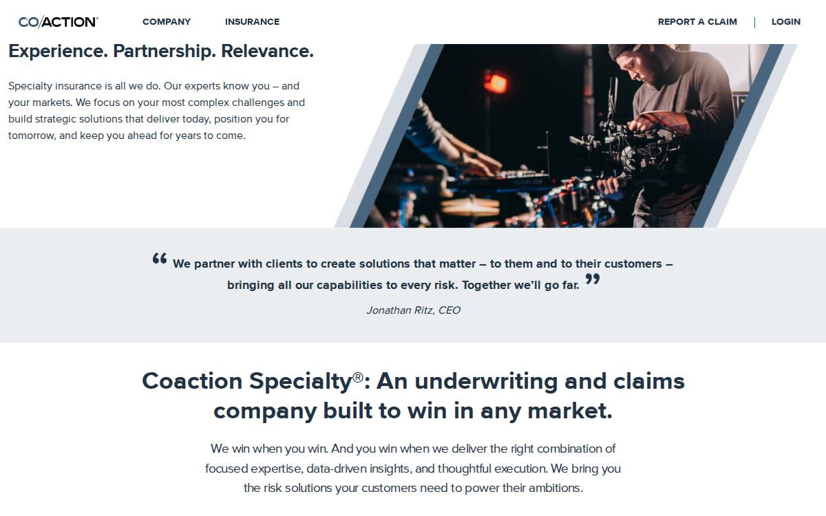 Coactionspecialty website preview