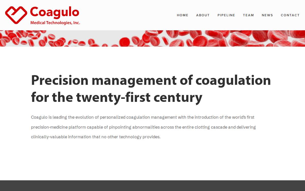 Coagulo Medical Technologies, Inc. website preview