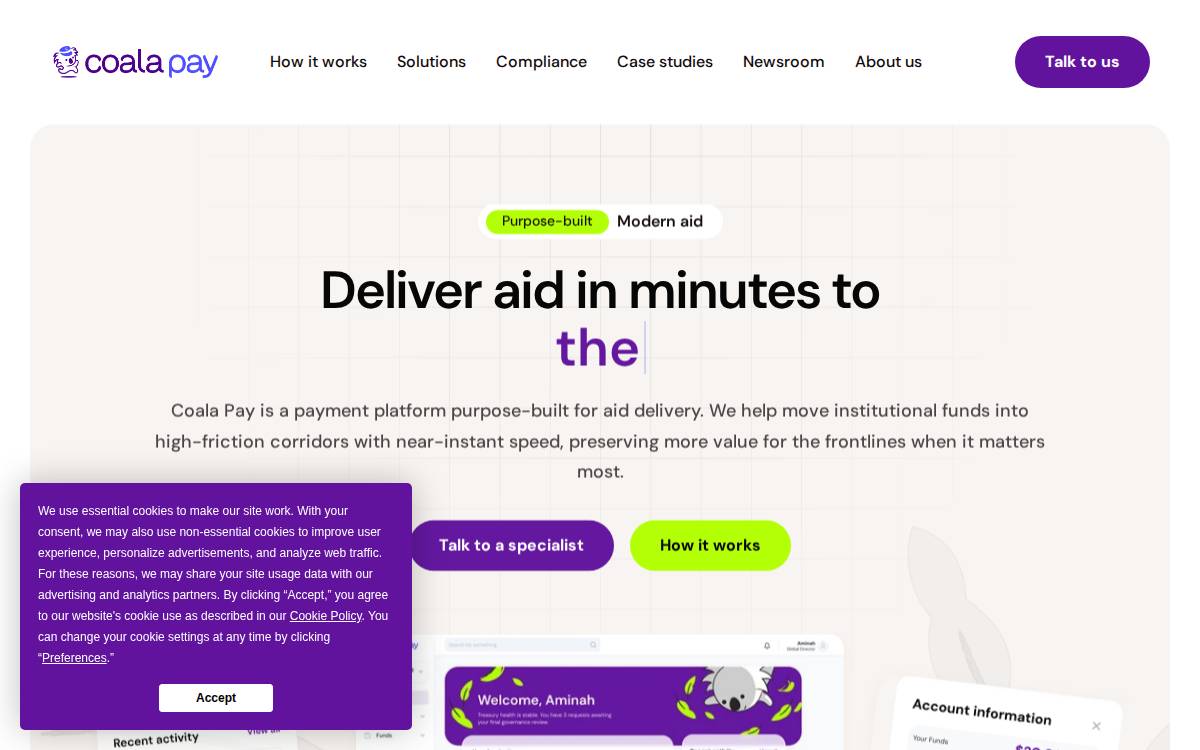 Coala Pay website preview