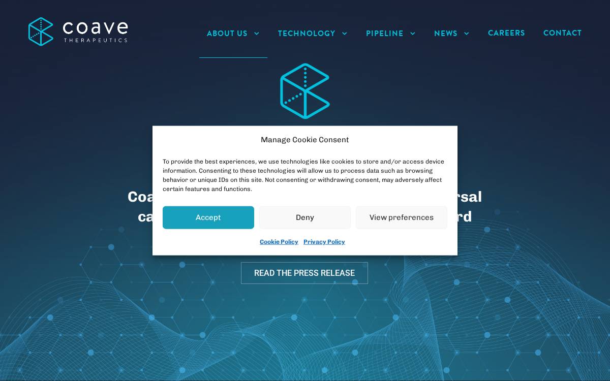 Coave Therapeutics website preview