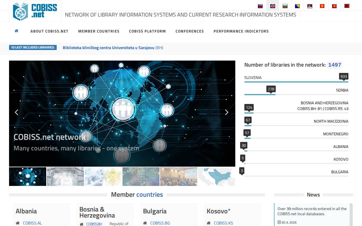 Cobiss website preview