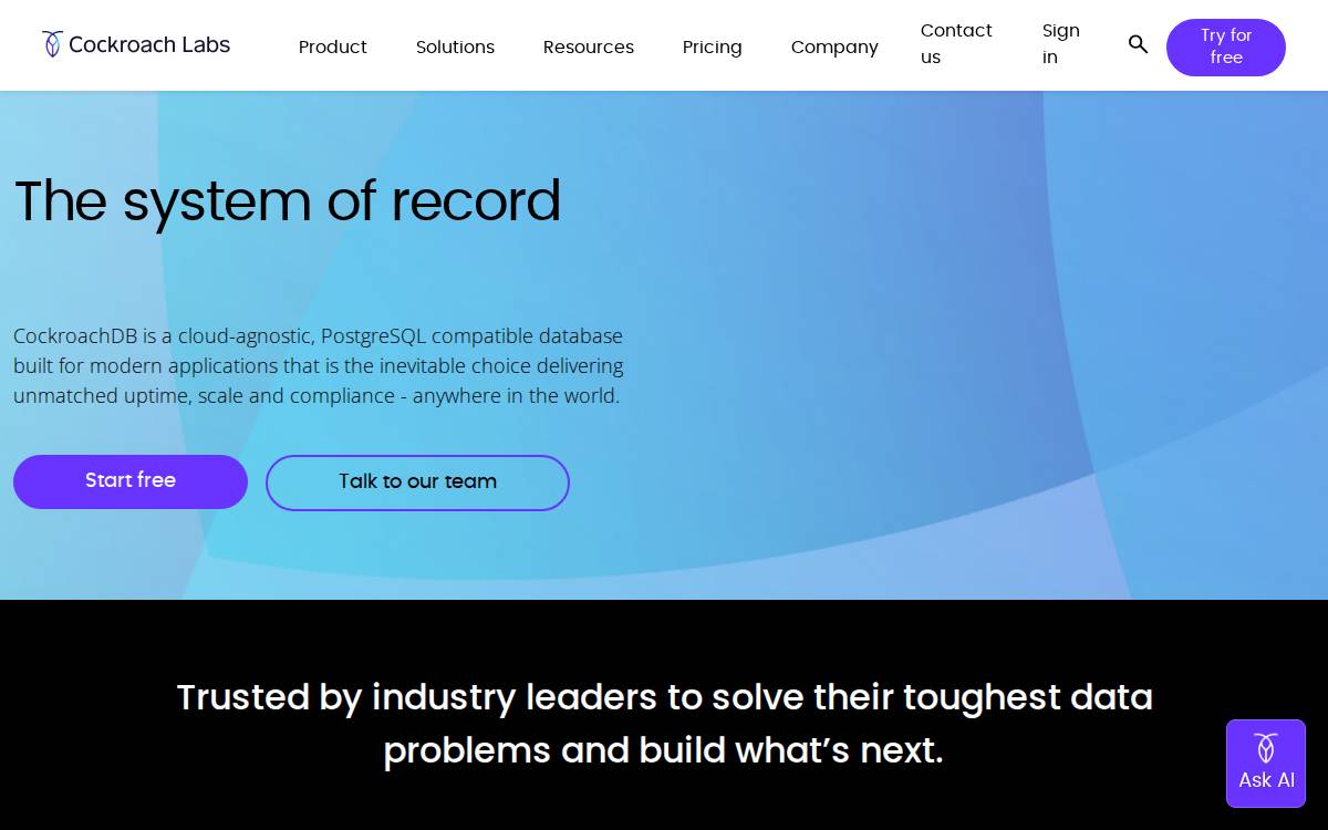 Cockroach Labs website preview