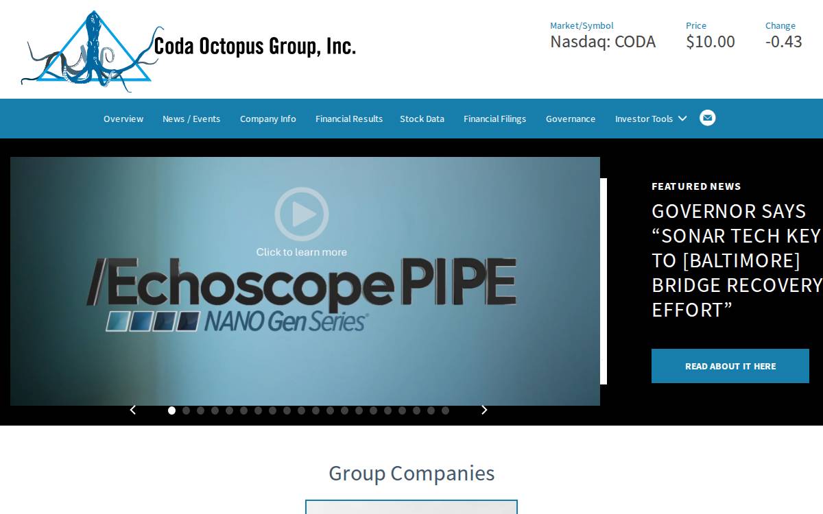 Coda Octopus Group website preview