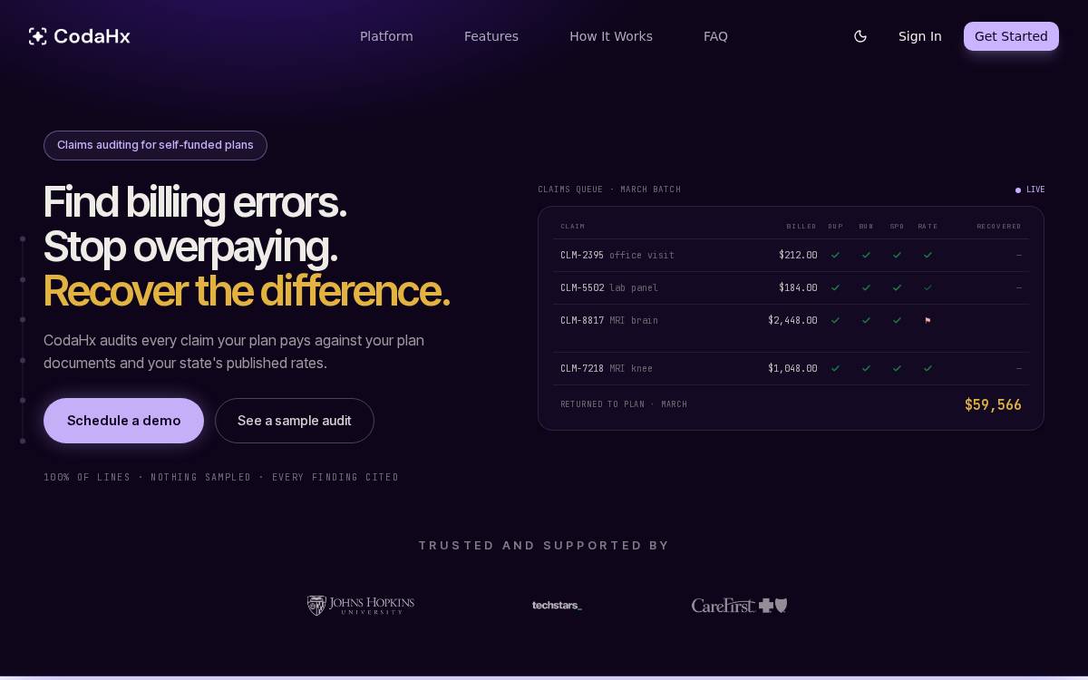 CodaHx website preview