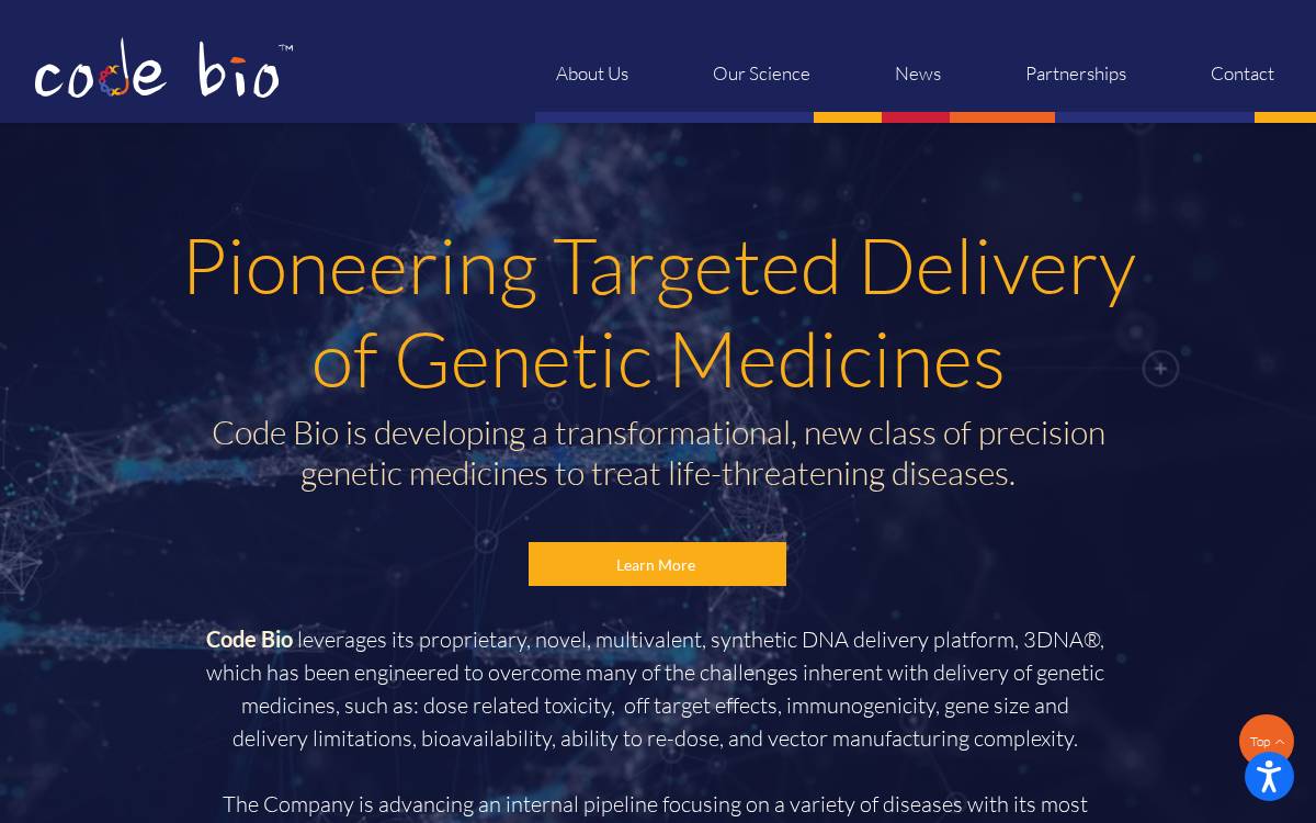Code Biotherapeutics website preview