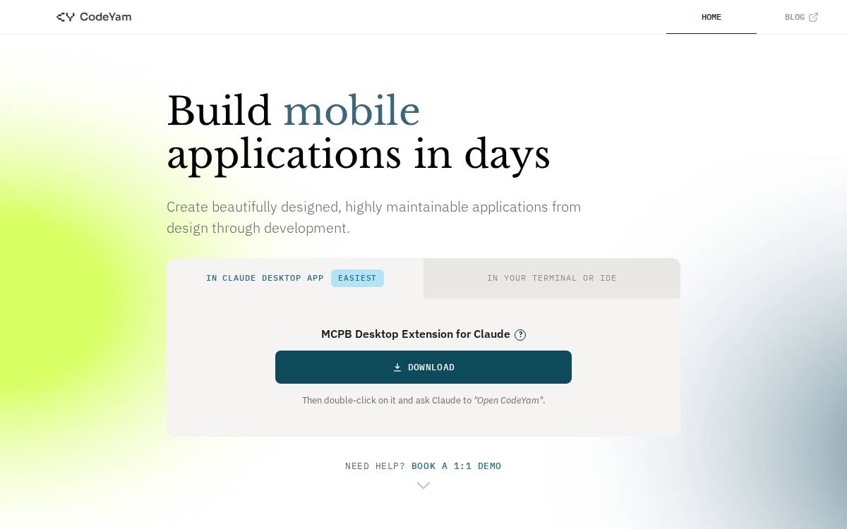 Code Yam website preview