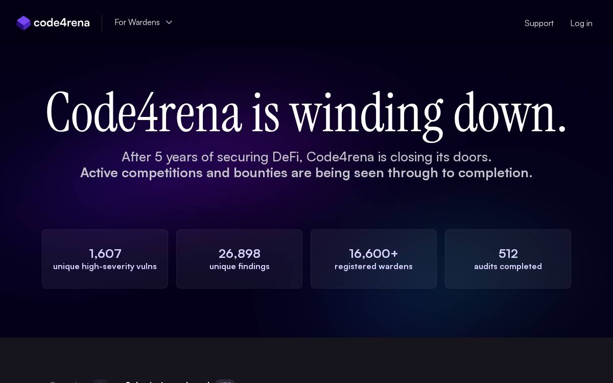 Code4rena Decentralized audit competitions website preview