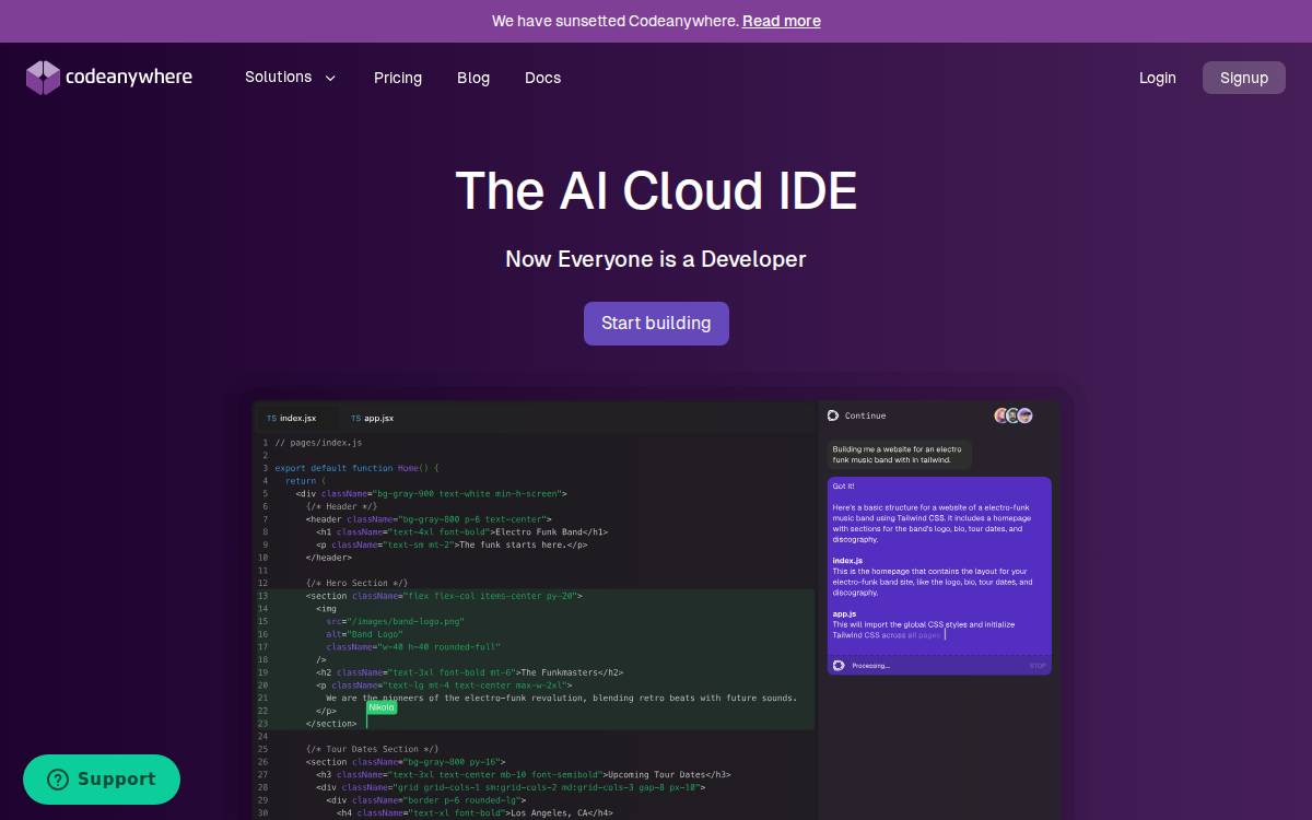 Codeanywhere website preview