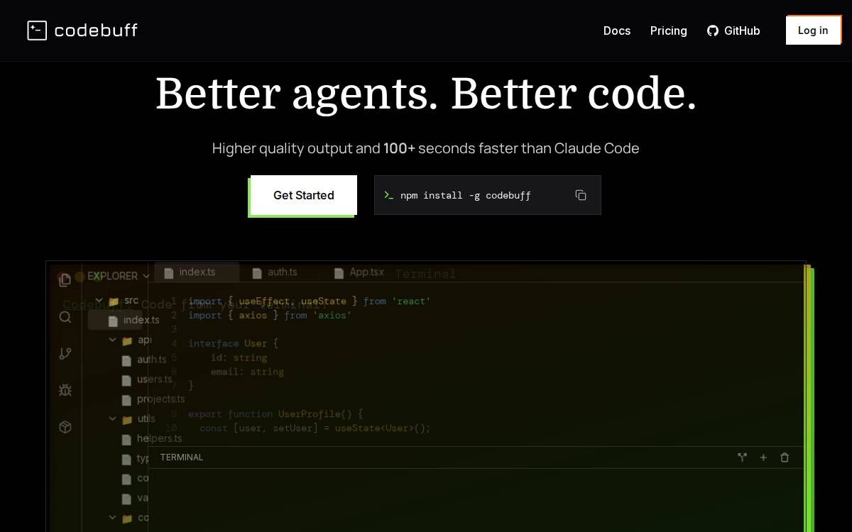 Codebuff website preview