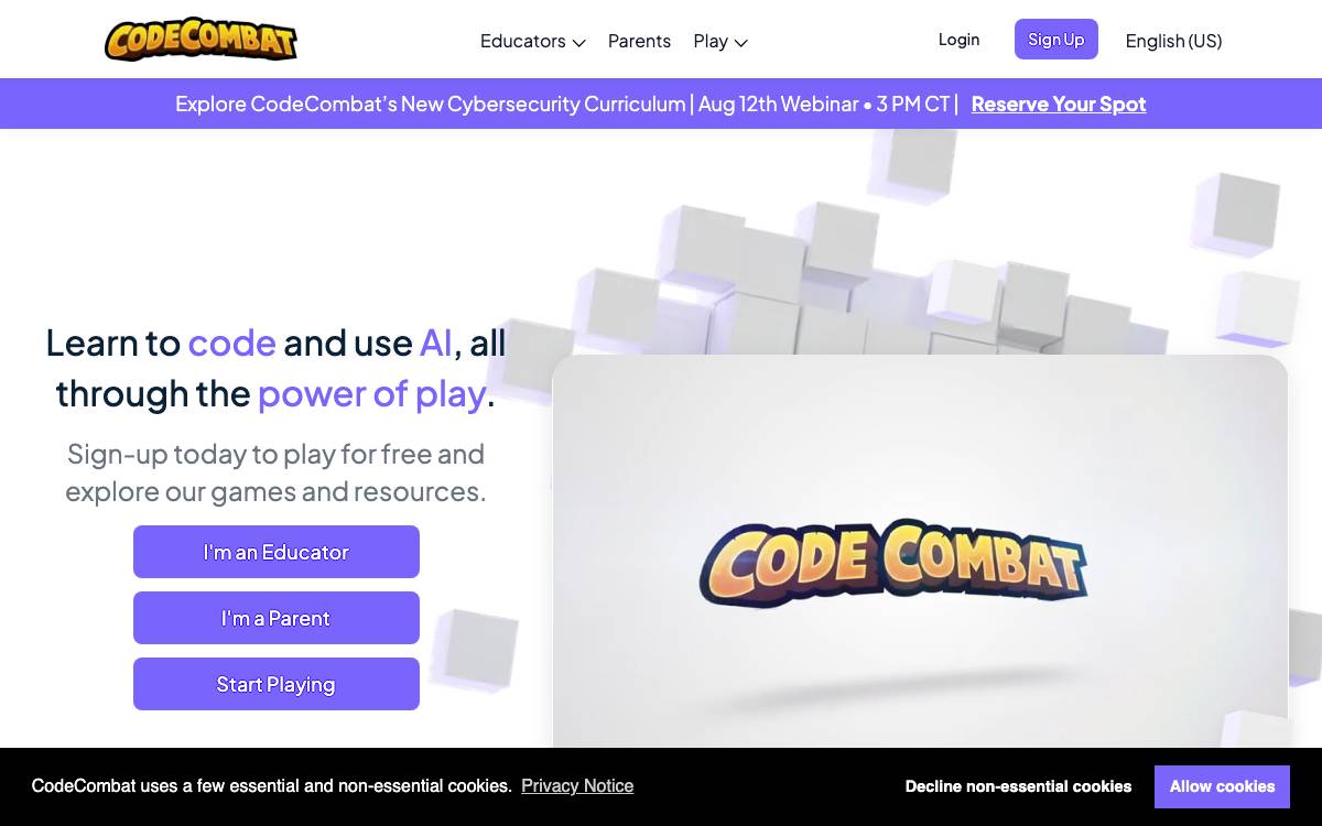 CodeCombat website preview