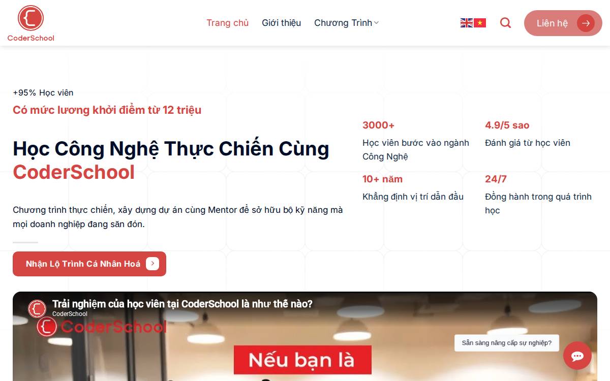 CoderSchool Scalable Coding Education in Southeast Asia website preview