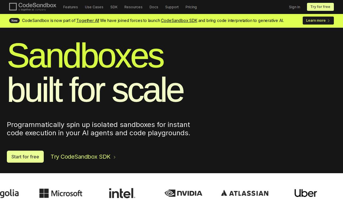CodeSandbox website preview