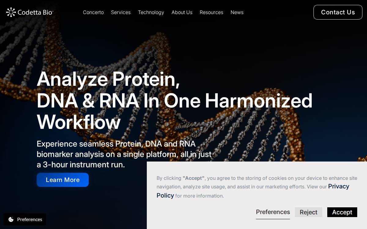 Codetta Bio website preview