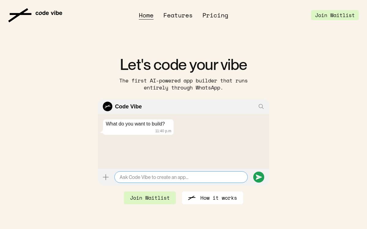Codevibe website preview