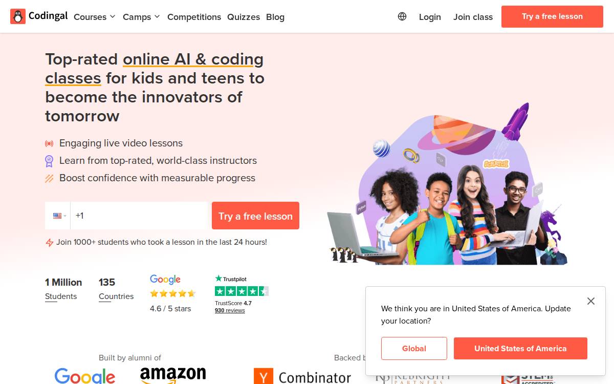 Codingal website preview