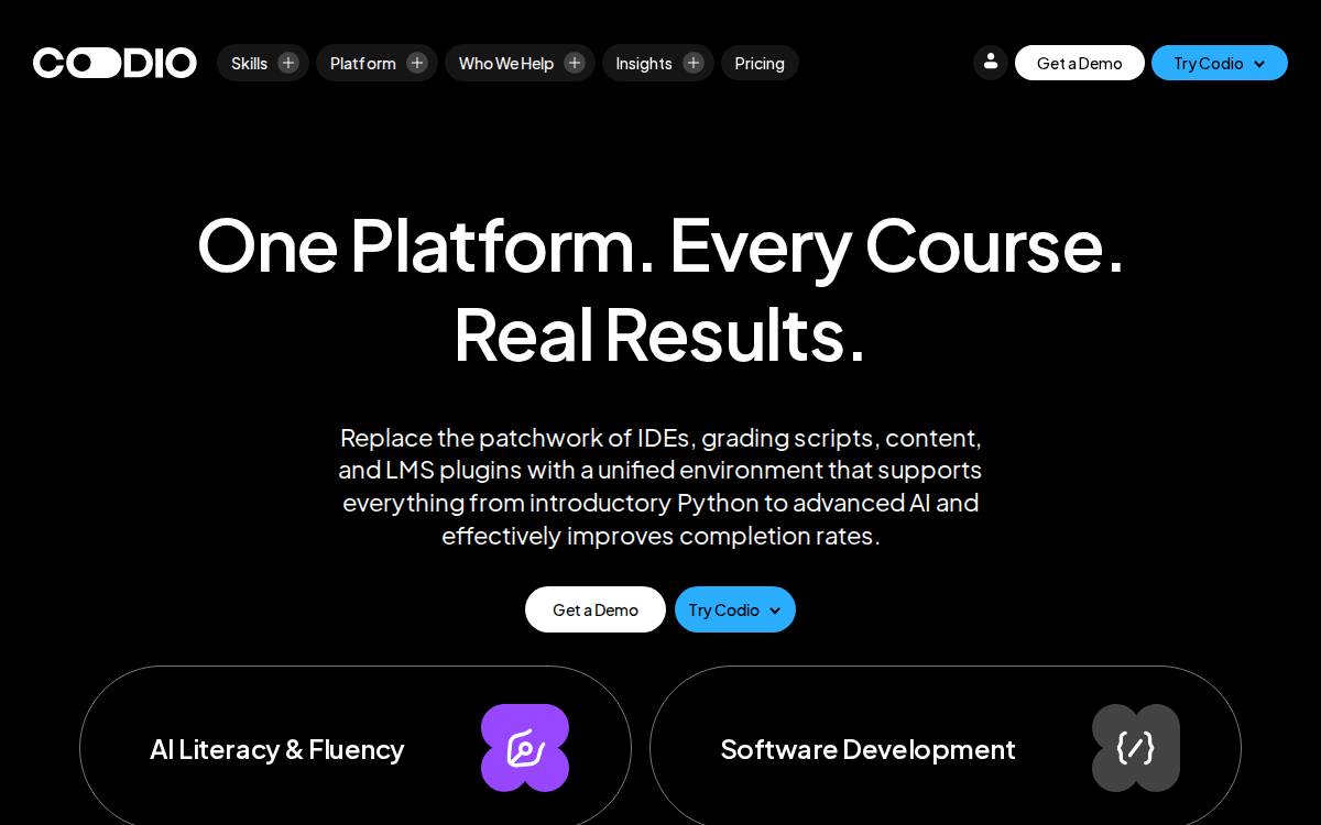 Codio website preview