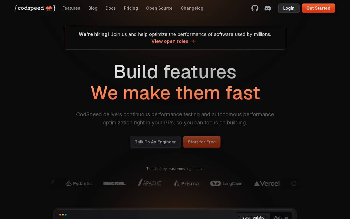 CodSpeed website preview