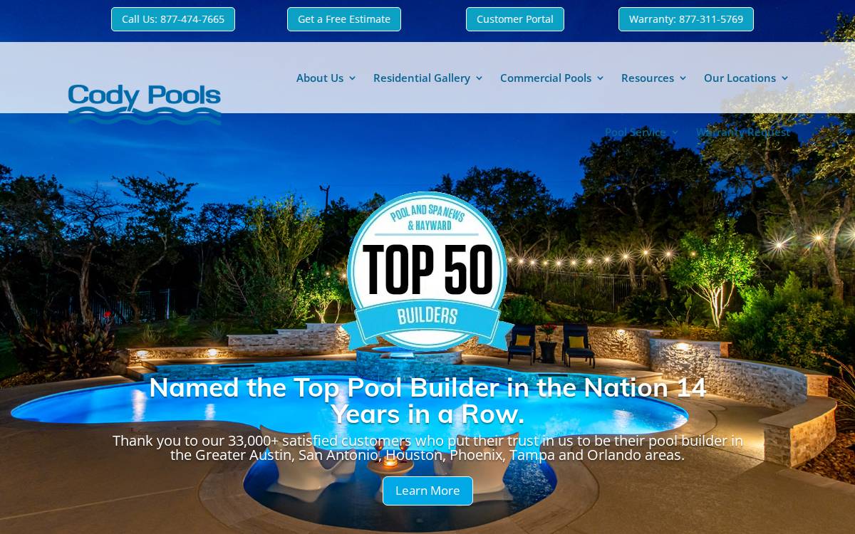Cody Pools website preview