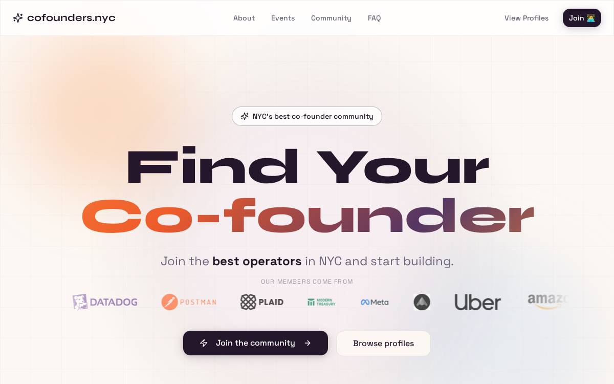 Cofounders website preview