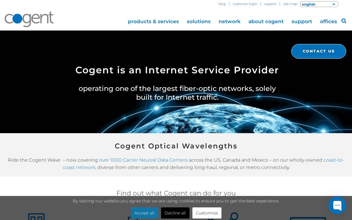 Cogent Communications website preview