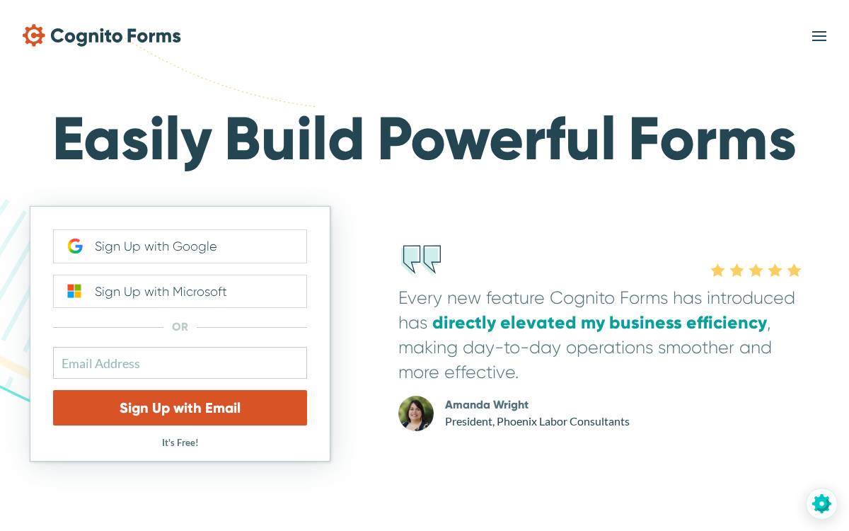 Cognito Forms website preview