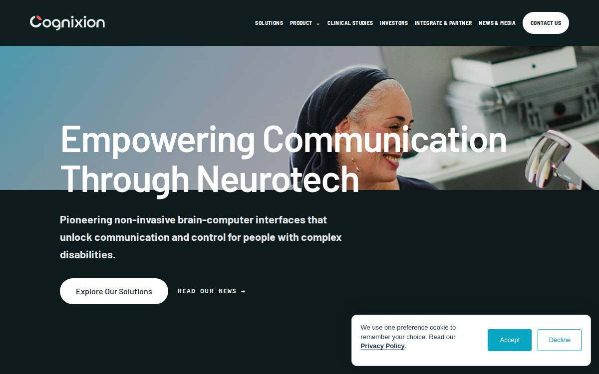 Cognixion website preview