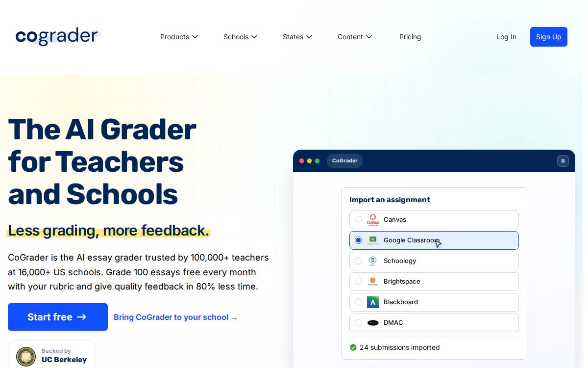 CoGrader website preview