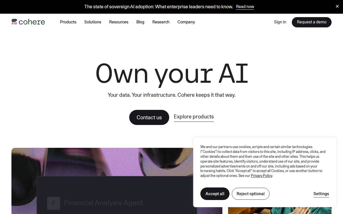 Cohere website preview