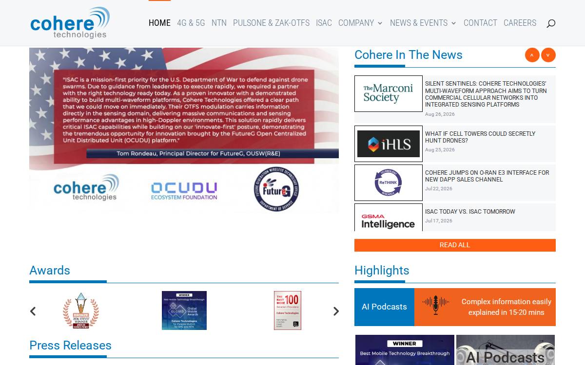 Cohere Technologies website preview