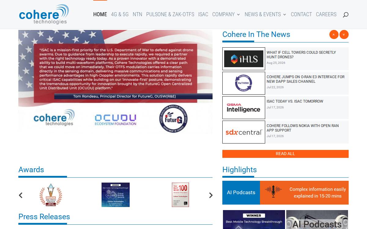 Cohere Technologies website preview