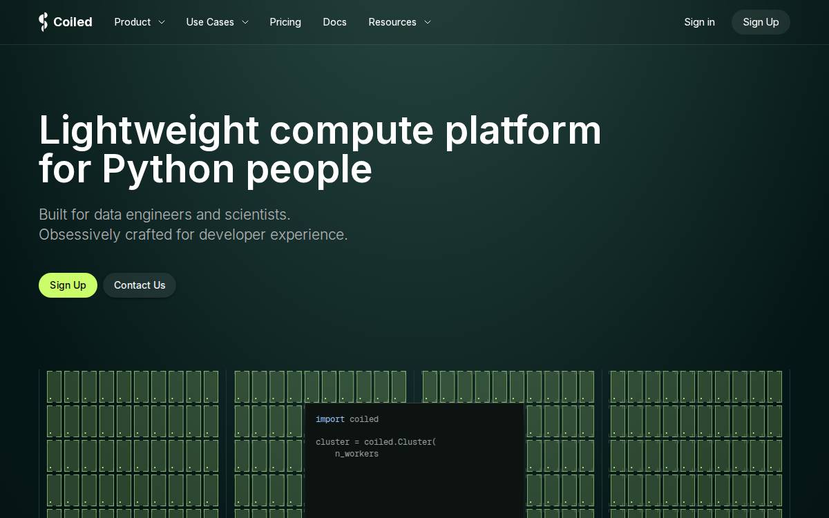 Coiled website preview