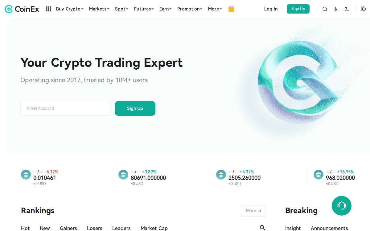 CoinEx Charity Blockchain Public Welfare Charity website preview