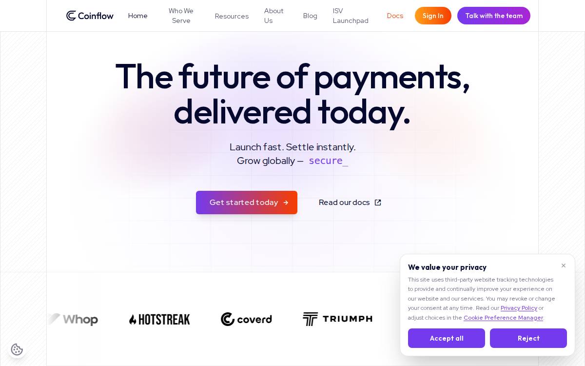 Coinflow website preview