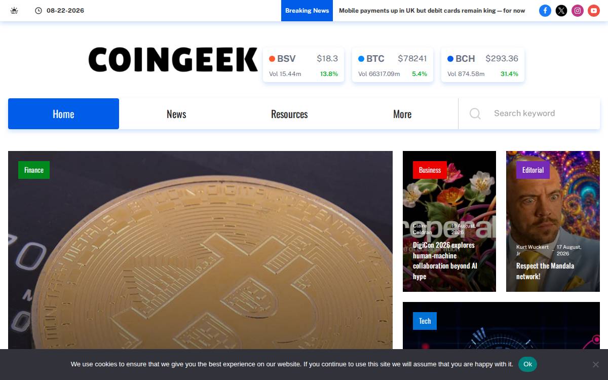 CoinGeek website preview